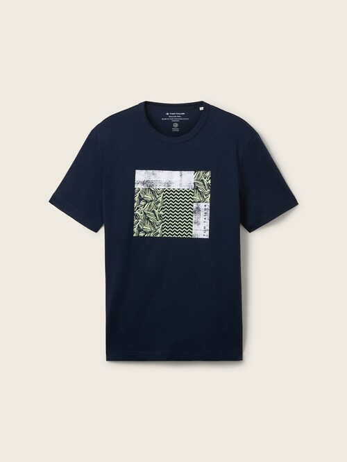 Meski T Shirt Tom Tailor T Shirt With Print Sky Captain Blue - 1041793-10668