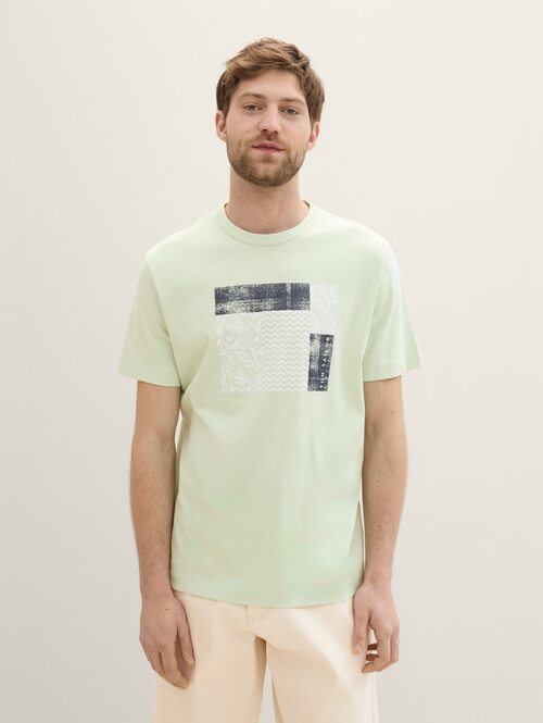 Tom Tailor Print T Shirt Tender Sea Green - 1041793-35169