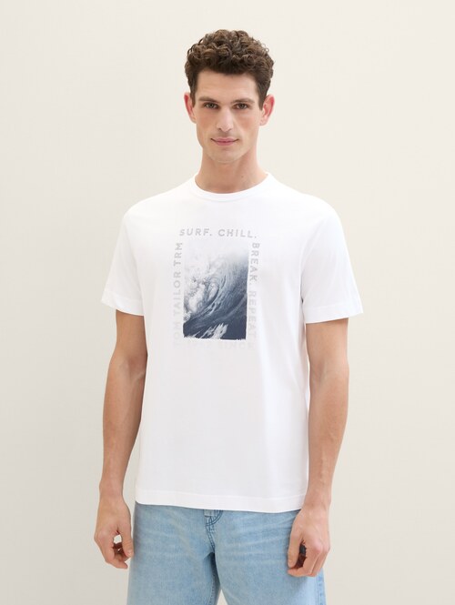 Tom Tailor Print T Shirt White