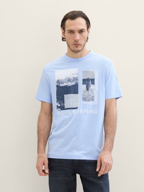 Tom Tailor Print T Shirt Windsurf Blue - 1041788-35271