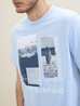 Meski T Shirt Tom Tailor Print T Shirt Windsurf Blue - 1041788-35271