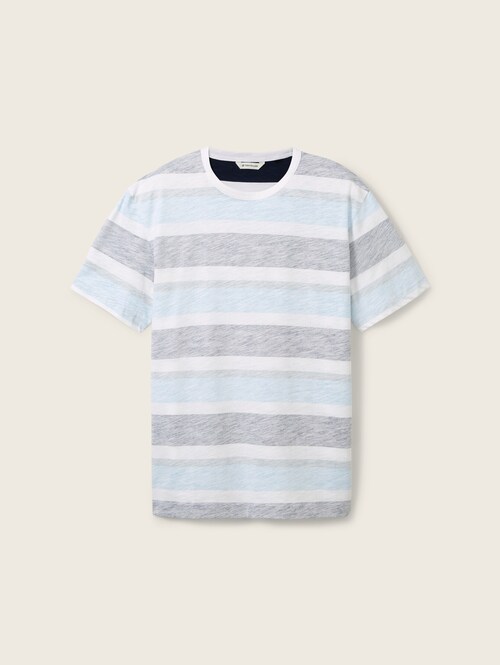 Tom Tailor® C-Neck T-shirt  - Navy Grey Mint Block Stripe