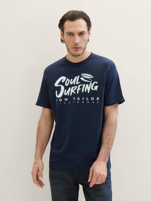 Tom Tailor Soul Surfing T Shirt Sky Captain Blue - 1041798-10668