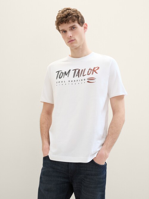 Tom Tailor Logo Text Tee White - 1041798-20000