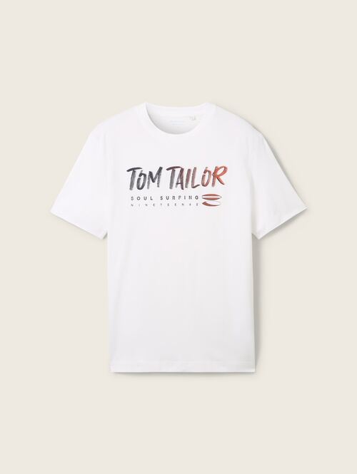 Tom Tailor® Logo Text Tee  - White
