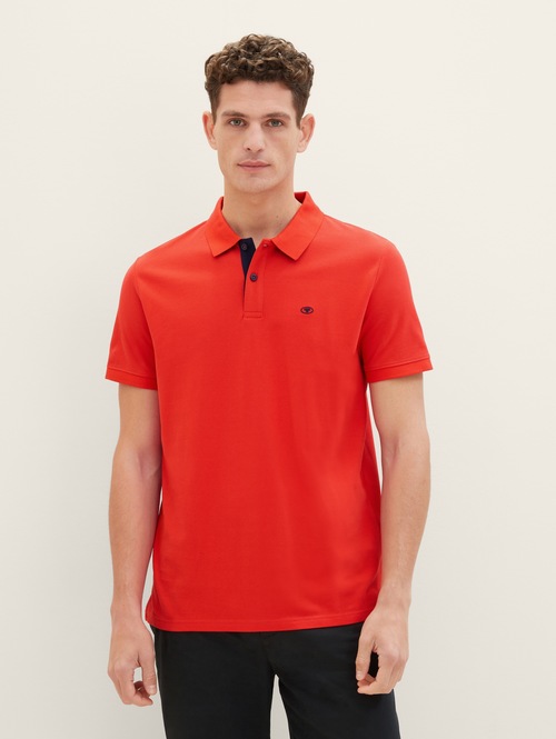 Tom Tailor Basic Polo With Contrast - Basic Red 1031006-13189