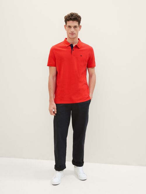 Tom Tailor® Basic Polo With Contrast - Basic Red