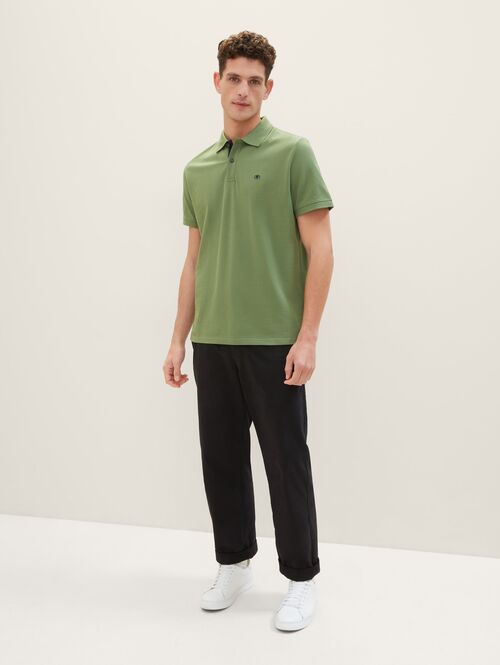 Tom Tailor® Basic Polo With Contrast - Dull Moss Green