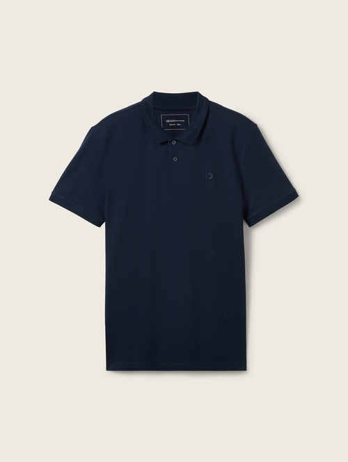 Meska Koszulka Polo Denim Tom Tailor Basic Polo Shirt With A Logo Print Sky Captain Blue - 1041184-10668