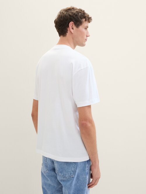 Meski T Shirt Denim Tom Tailor T Shirt Denim White - 1042037-20000