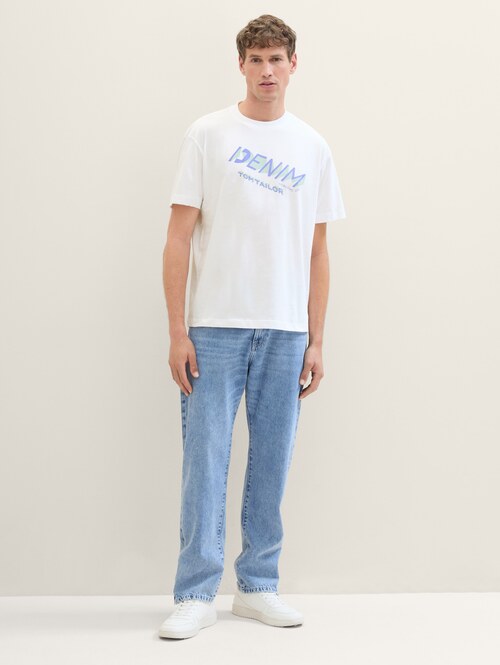 Meski T Shirt Denim Tom Tailor T Shirt Denim White - 1042037-20000