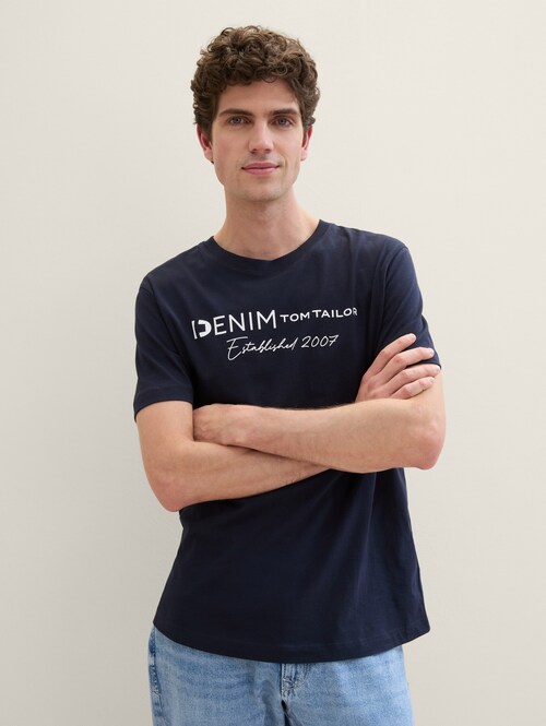 Meski T Shirt Denim Tom Tailor T Shirt Denim Sky Captain Blue - 1042042-10668