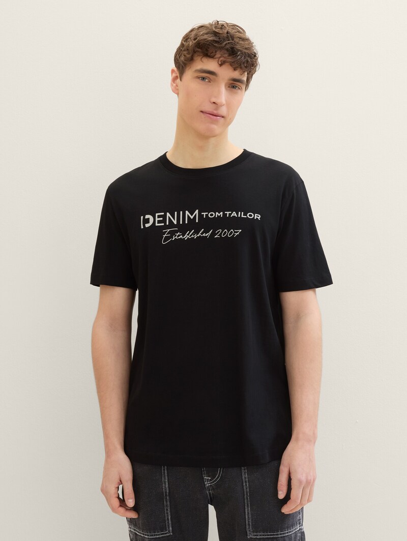 Meski T Shirt Denim Tom Tailor T Shirt Black - 1042042-29999
