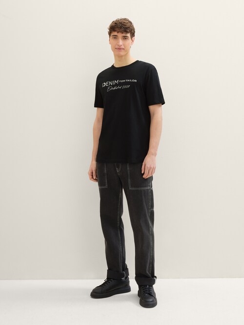 Meski T Shirt Denim Tom Tailor T Shirt Black - 1042042-29999