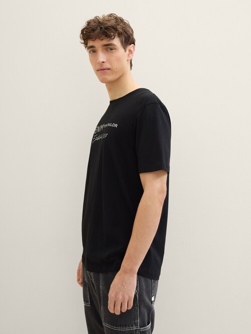 Meski T Shirt Denim Tom Tailor T Shirt Black - 1042042-29999