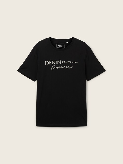 Meski T Shirt Denim Tom Tailor T Shirt Black - 1042042-29999