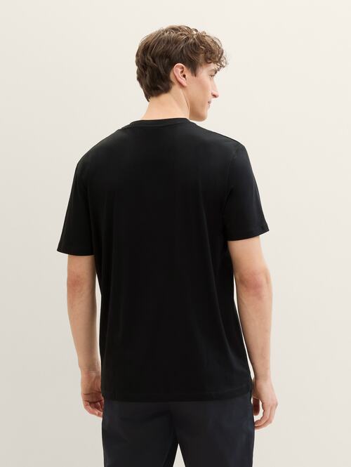 Meski T Shirt Denim Tom Tailor T Shirt With Print Black - 1042045-29999