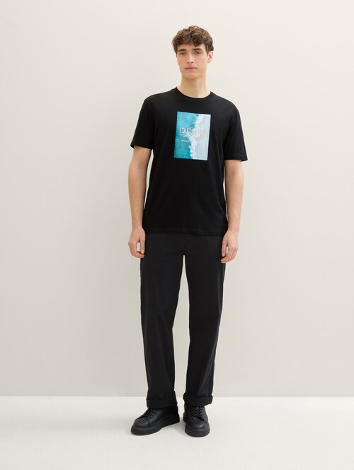 Denim Tom Tailor T Shirt With Print Black - 1042045-29999