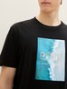Meski T Shirt Denim Tom Tailor T Shirt With Print Black - 1042045-29999