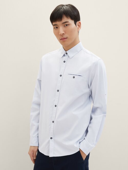 Meska Koszula Materialowe Tom Tailor Textured Shirt Light Blue Small Structure - 1040129-34703
