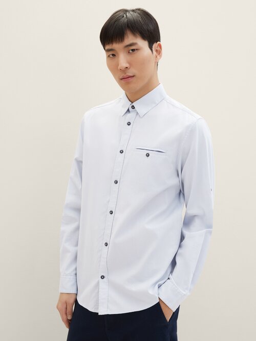 Tom Tailor Textured Shirt Light Blue Small Structure - 1040129-34703