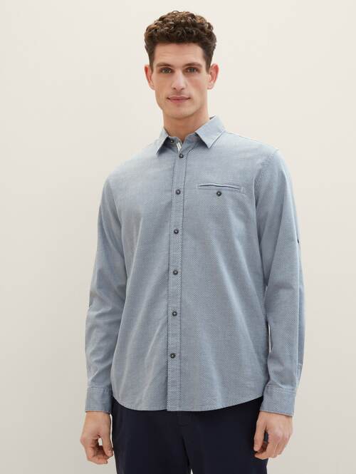Tom Tailor Textured Shirt Navy Blue Small Structure