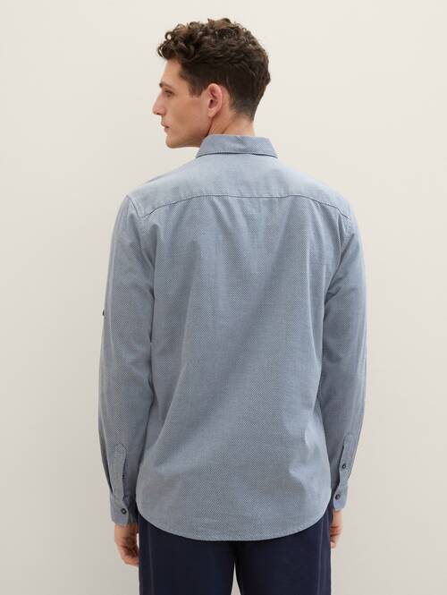 Meska Koszula Materialowe Tom Tailor Textured Shirt Navy Blue Small Structure - 1040129-34707