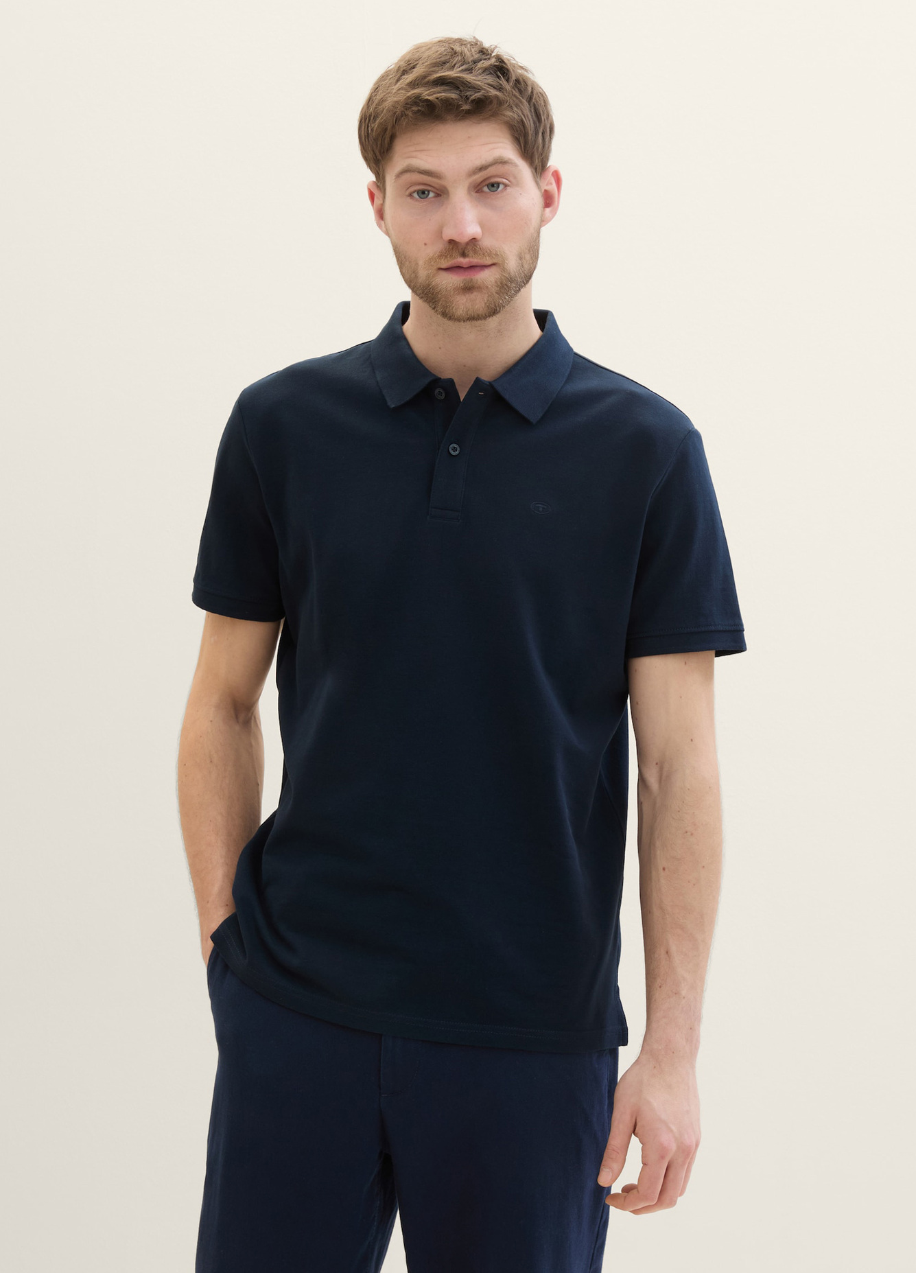 Meska Koszulka Polo Tom Tailor Basic Polo With Contrast Dark Blue - 1031006-10302