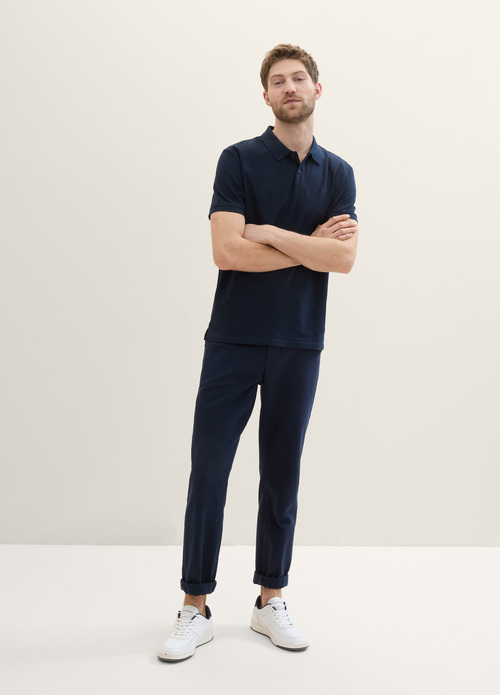 Meska Koszulka Polo Tom Tailor Basic Polo With Contrast Dark Blue - 1031006-10302