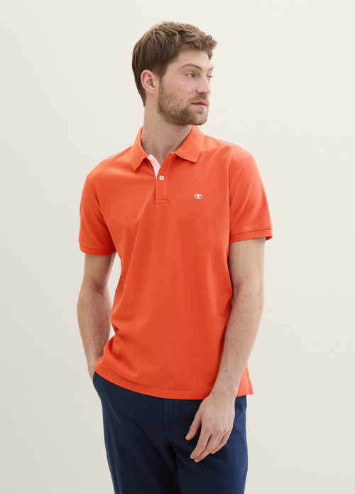 Tom Tailor Basic Polo With Contrast Marocco Orange - 1031006-12883