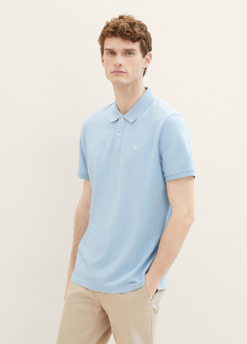 Tom Tailor Basic Polo With Contrast Washed Out Middle Blue - 1031006-32245