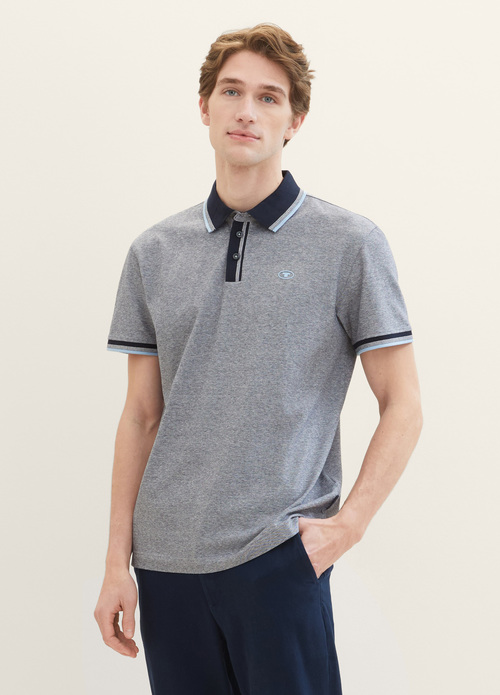 Tom Tailor Basic Polo Shirt - Navy White Two Tone Pique 1040822-24571