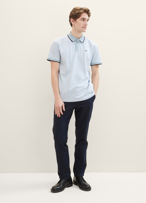 Tom Tailor® Basic Polo Shirt - White Foggy Blue Twotone