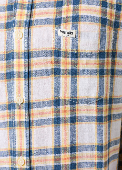 Wrangler® Long Sleeve One Pocket Shirt - White Check