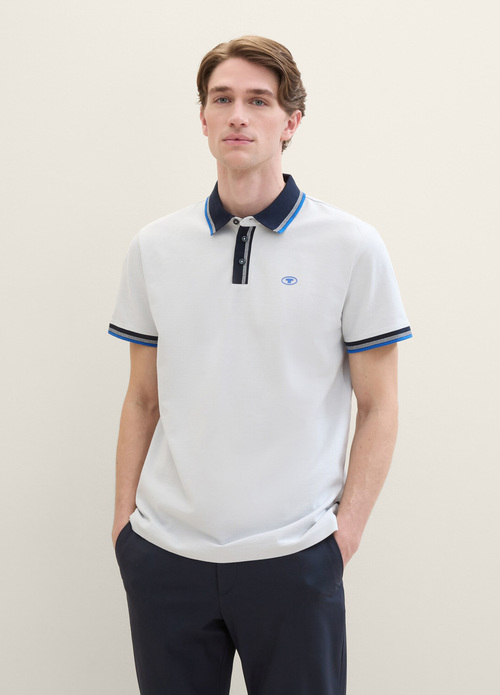 Tom Tailor® Basic Polo Shirt - Offwhite Streaky Two Tone