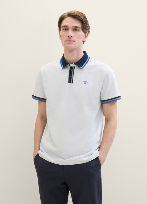 Tom Tailor Basic Polo Shirt - Offwhite Streaky Two Tone 1040822-27054