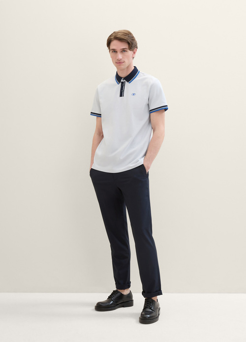 Tom Tailor® Basic Polo Shirt - Offwhite Streaky Two Tone