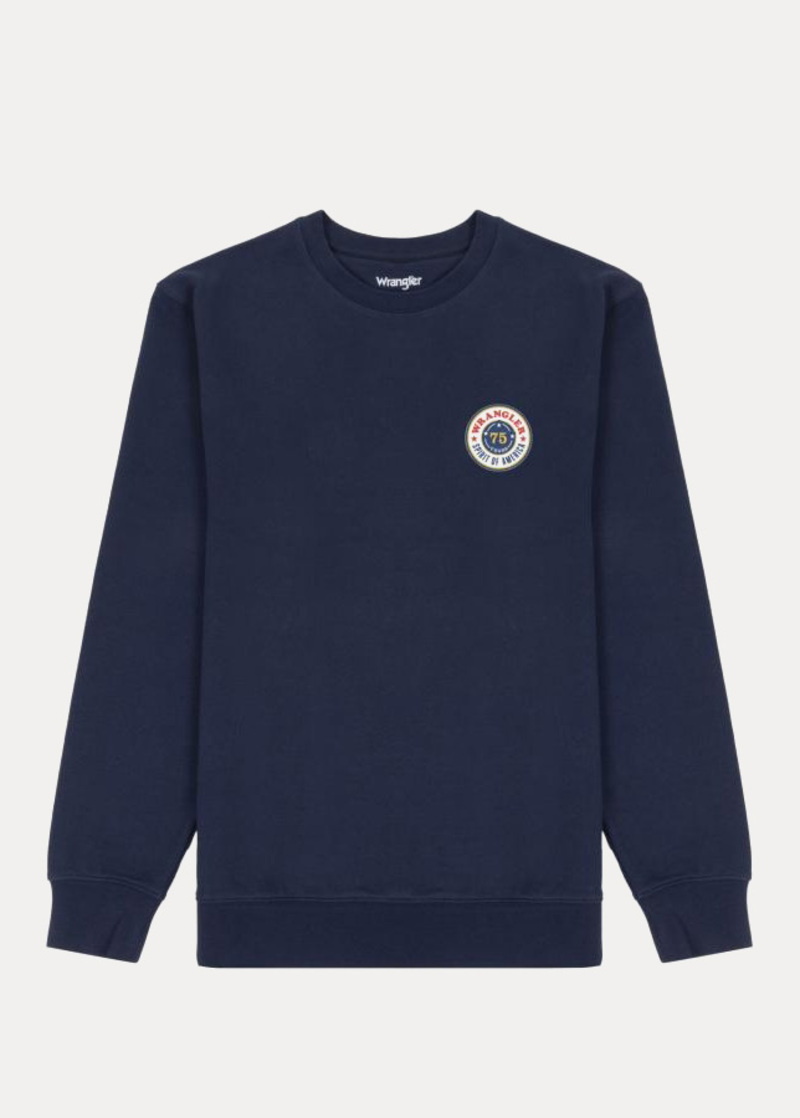Meska Bluza Wrangler Logo Crew Sweat Navy - W6L7IQ114
