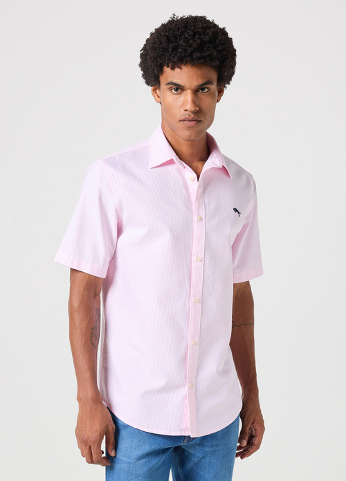 Wrangler® Short Sleeve One Pocket Shirt  - Pink Stripe