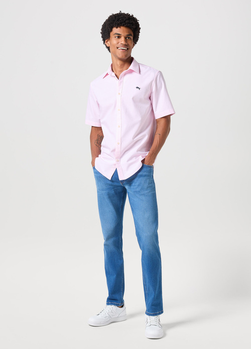 Wrangler Short Sleeve One Pocket Shirt Pink Stripe - 112350487