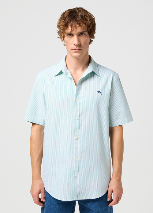 Wrangler Short Sleeve One Pocket Shirt Blue Stripe - 112352840