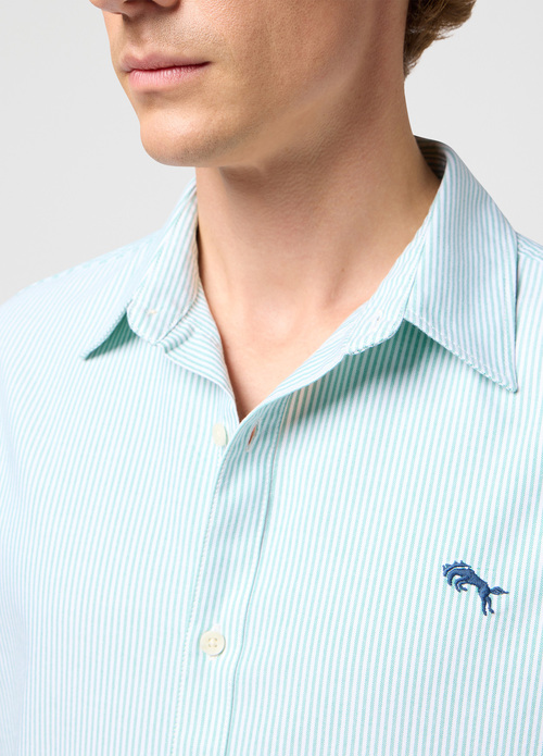 Wrangler® Short Sleeve One Pocket Shirt - Blue Stripe
