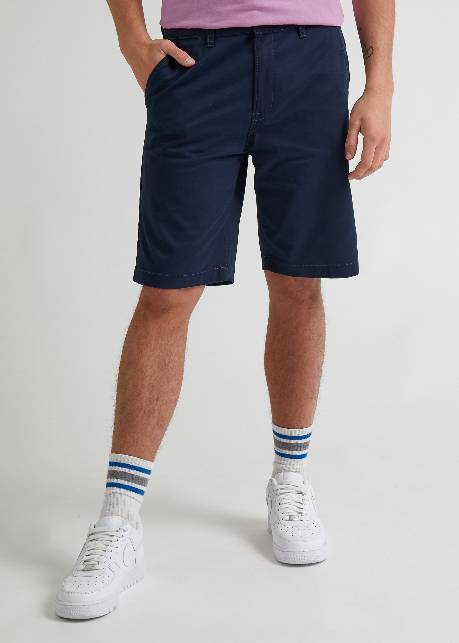 Meskie Szorty Materialowe Lee Regular Chino Short Deep Navy - L70TTY64