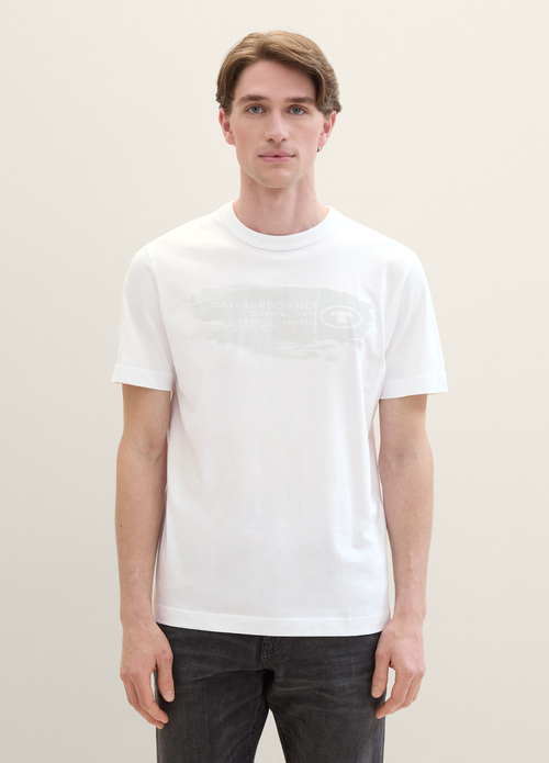 Tom Tailor T Shirt With A Text Print White - 1040956-20000