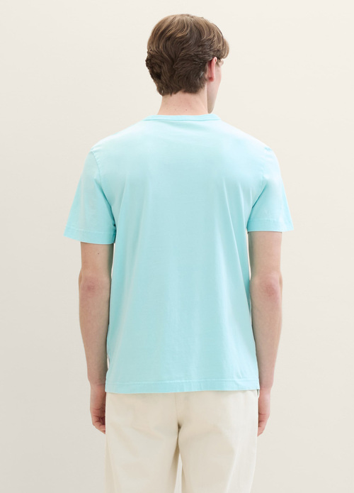 Meski T Shirt Tom Tailor T Shirt With A Text Print Caribbean Turquoise - 1040956-34921