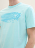 Meski T Shirt Tom Tailor T Shirt With A Text Print Caribbean Turquoise - 1040956-34921