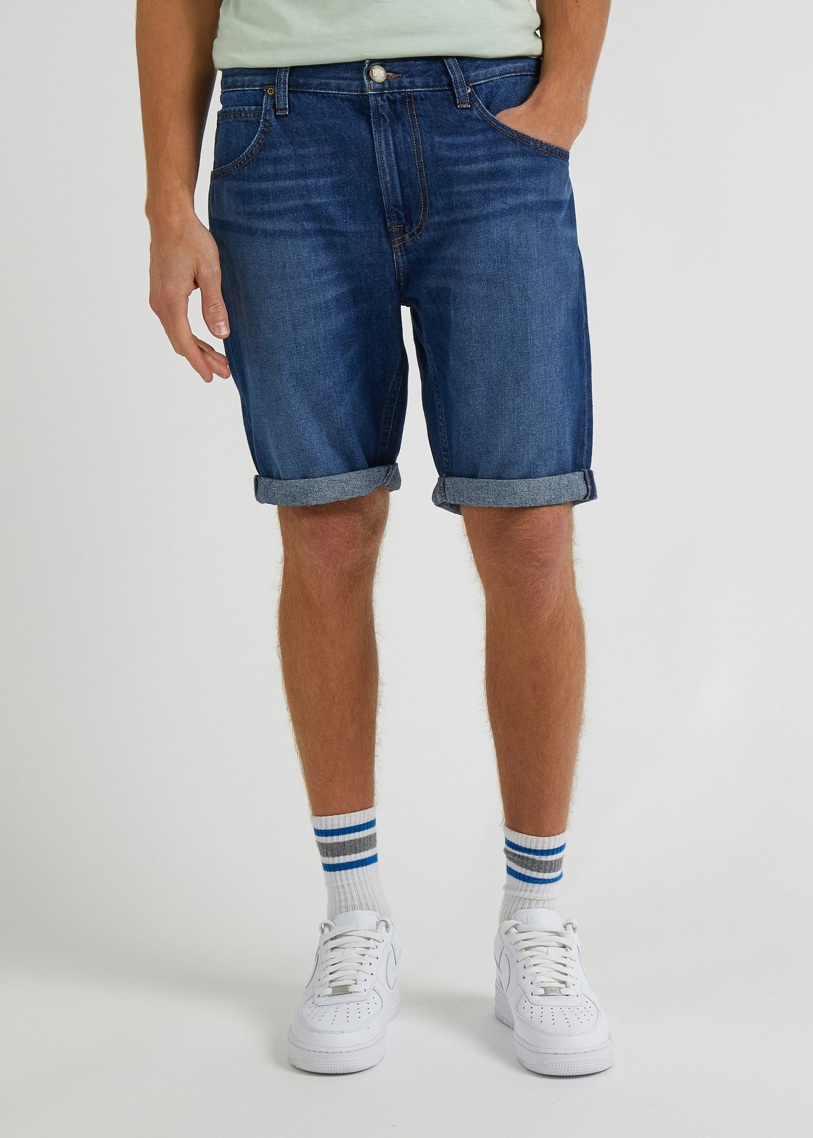 Meskie Szorty Dzinsowe Lee 5 Pocket Short Vcr Dark Worn - L73MHVB72