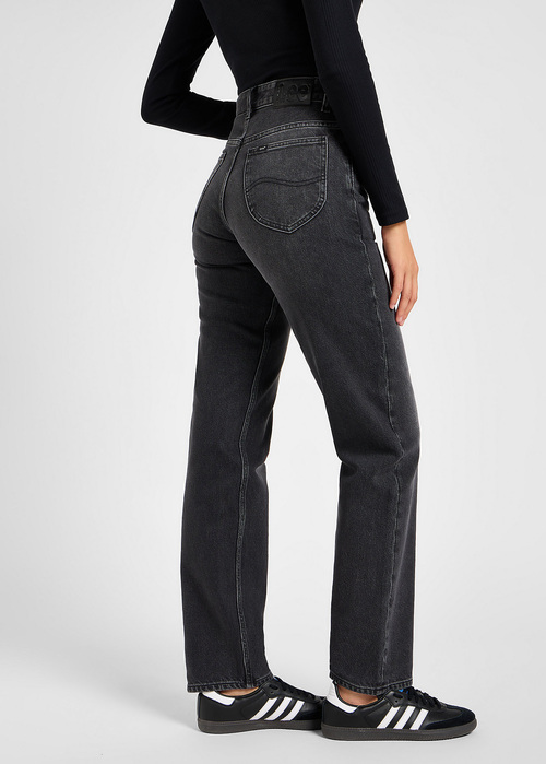 Damskie Spodnie Dzinsowe Lee Rider Classic Charred Black - 112355420