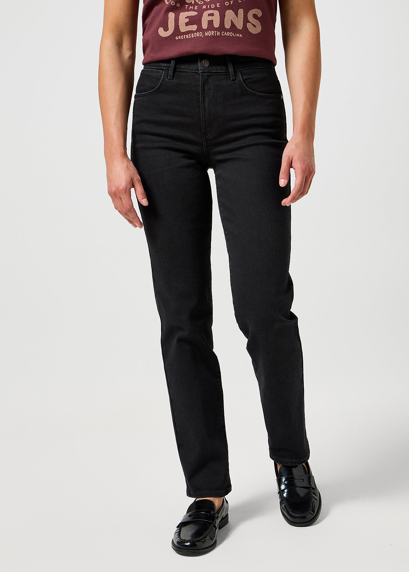 Damskie Spodnie Dzinsowe Wrangler Straight Drainpipe - 112356392