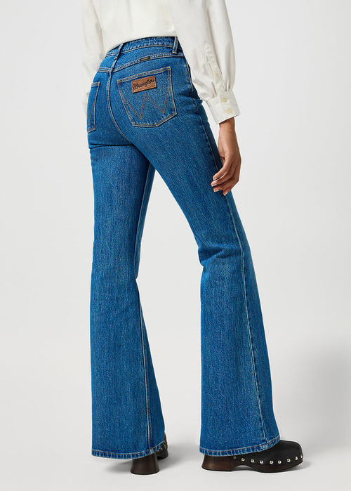 Damskie Spodnie Dzinsowe Wrangler Fierce Flare Jeans Meadow - 112356799